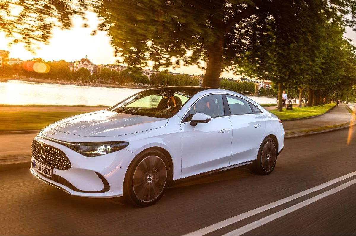 Mercedes-Benz CLA EV front quarter on highway